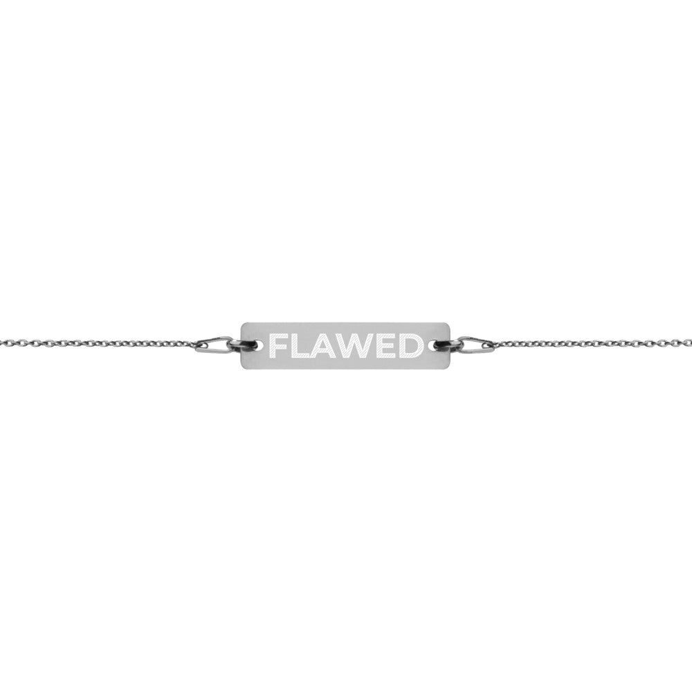 Engraved Silver Bar Chain Bracelet