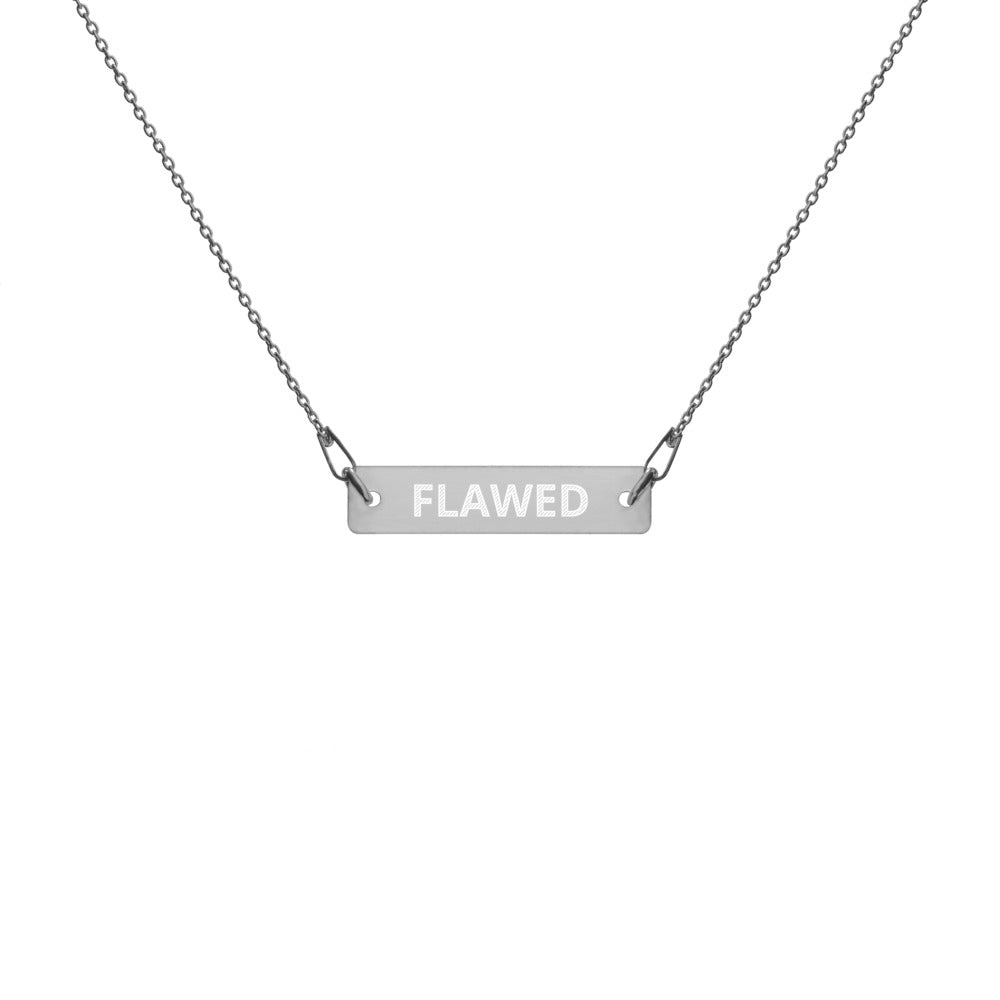 FLAWED - Engraved Silver Bar Chain Necklace